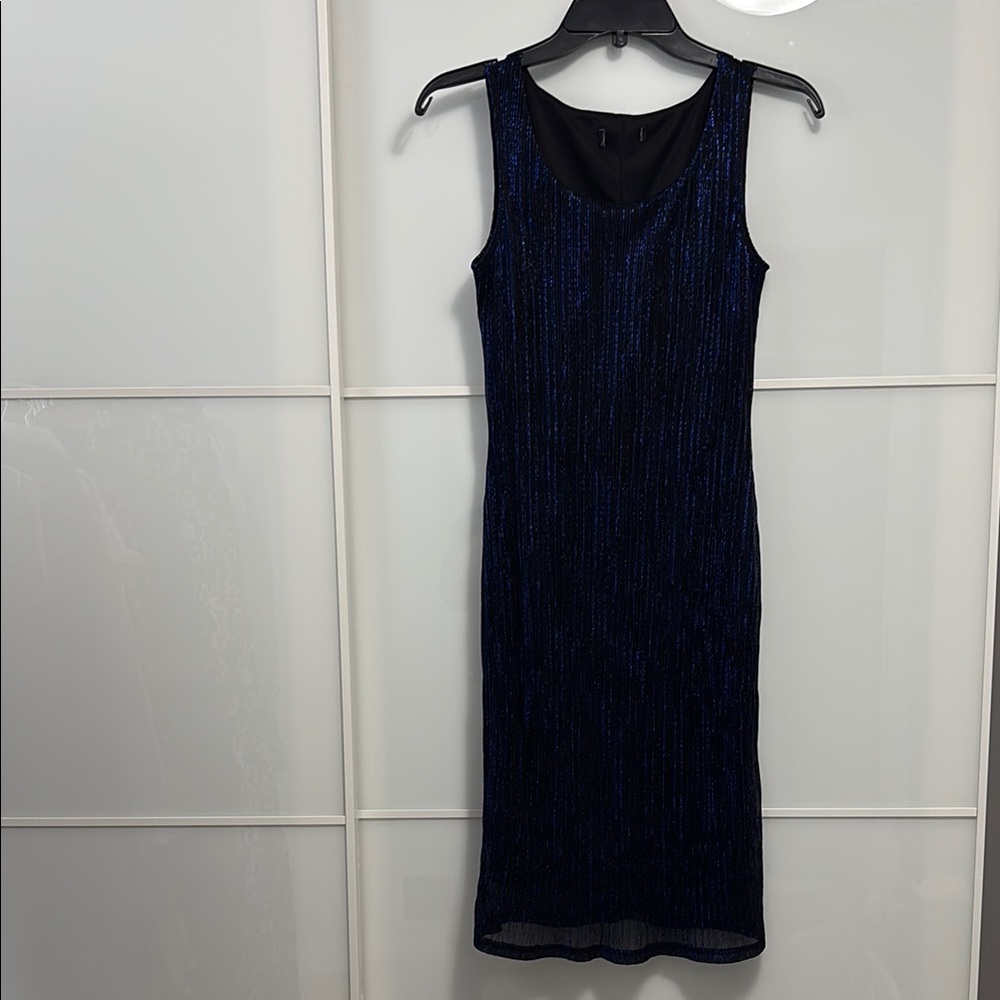 Blue Sheath Midi Dress with Scoop Neck for Cocktail